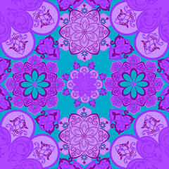            Bright colorful combination of abstract flowers in a seamless pattern
