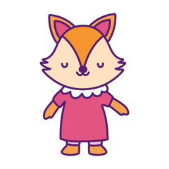 cute female fox with dress cartoon character