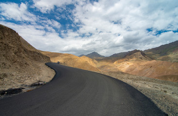 Newly constructed road at Fotu La Pass on Srinagar-Leh Highway,Ladakh,India