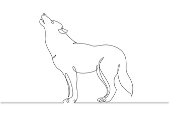 Continuous single drawn one line wild wolf © derplan13