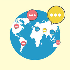 Global Communication Globe And Geography Vector Icons Set For Web, Internet, Print