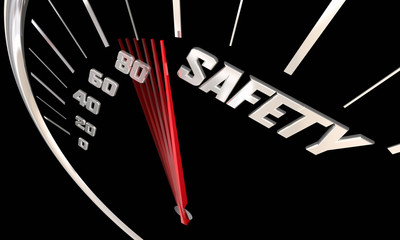 Safety Speedometer Measure Safe Driving Be Careful 3d Illustration