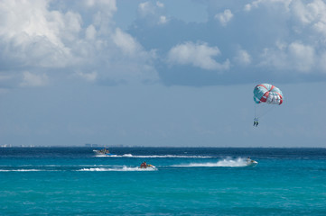 Paragliding at a resort in Riviera Maya, Mexico