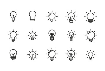 Stroke line icons set of bulb.