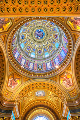 Fototapeta premium Budapest, Hungary - May 22, 2019 - The interior of St. Stephen's Basilica located on the Pest side of Budapest, Hungary.