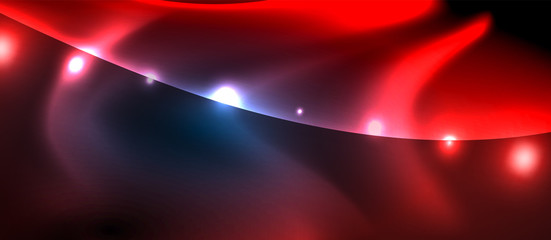 Obraz premium Neon glowing lines, magic energy space light concept, abstract background wallpaper design