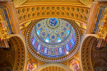 Budapest, Hungary - May 22, 2019 - The interior of St. Stephen's Basilica located on the Pest side of Budapest, Hungary.