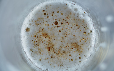 close up of beer foam