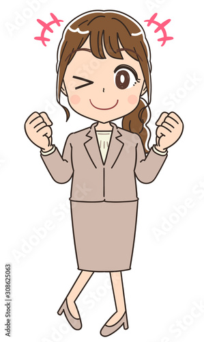 スーツ 女性 イラスト かわいい Achievement Wall Mural Achieveme よぴんこ Yopinco