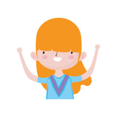 cute little girl happy cartoon character portrait