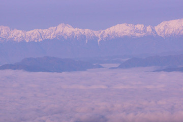 Mountain range and sea of clouds