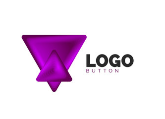 Triangle icon geometric logo template. Minimal geometrical design, 3d geometric bold symbol in relief style with color blend steps effect. Vector Illustration For Button, Banner, Background