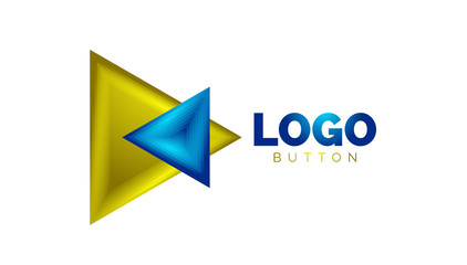 Triangle icon geometric logo template. Minimal geometrical design, 3d geometric bold symbol in relief style with color blend steps effect. Vector Illustration For Button, Banner, Background