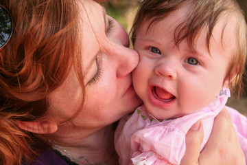 happy mother and baby