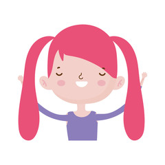 cute little girl happy cartoon character portrait