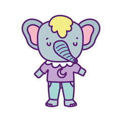 baby shower cute elephant with clothes cartoon