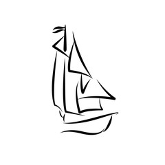 continuous line drawing of sailing boat