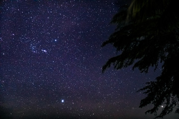 A starry November night in south east Asia by the shore of a pristine white sandy beach