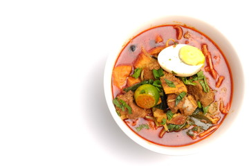Mutton curry noodle with copy space