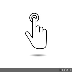 Hand Click linear style sign for mobile concept and web design.Cursor pointer symbol outline icon, logo illustration.