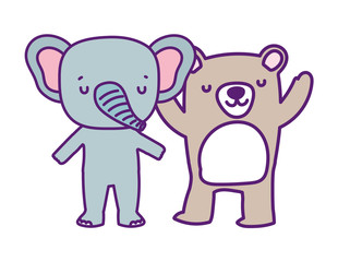 baby shower cute elephant and bear cartoon