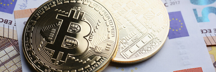 Fototapeta na wymiar The coin of crypto currency bitcoin