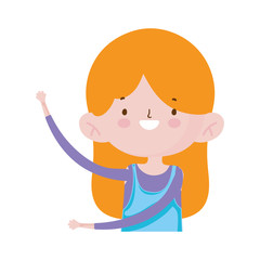 cute little girl happy cartoon character portrait