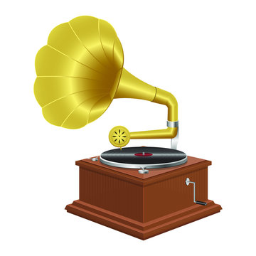 Realistic gramophone vector design illustration isolated on white background