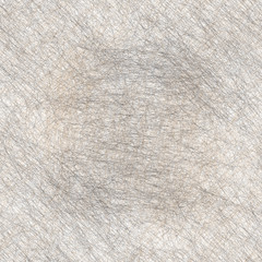 Seamless pattern with web of thin chaotic threads in grey and beige colors on white background