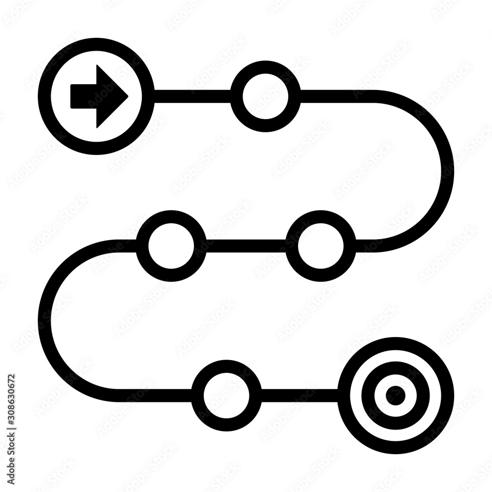 Wall mural product roadmap or project development roadmapping line art vector icon for apps and websites