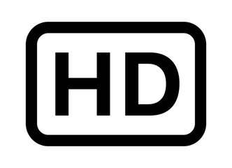 HD / high definition video image resolution or media badge label line art vector icon for apps and websites
