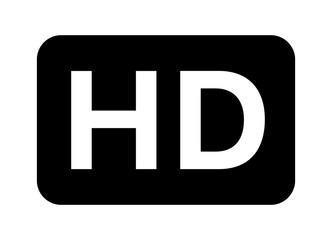HD / high definition video image resolution or media badge label flat vector icon for apps and websites