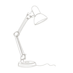 table metal lamp. vector linear lamp image for study and work. infinite line. one line