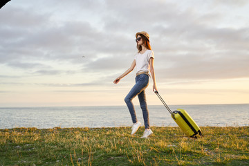 young woman running on the road