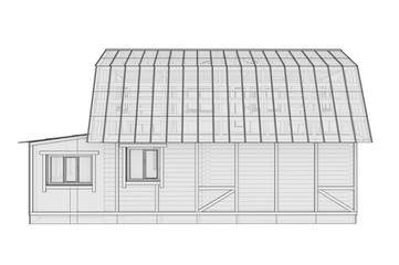 3D illustration of a small frame house