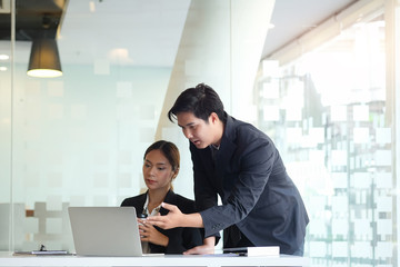 Business working in office with documents and laptop people Consulting and business planning.