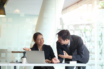 Business working in office with documents and laptop people Consulting and business planning.