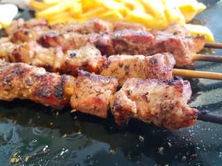 souvlaki greek ethic food from roasted meat