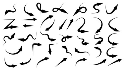 Hand drawn arrow vector icons set. sketch arrow design for business plan and education.