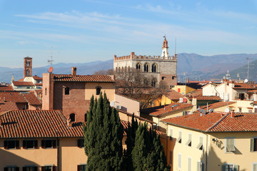 Prato city view from emperor's castle wall, Tuscany, Italy
