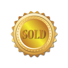 sold round golden web coin medal badge