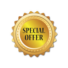 Special offer gold badge, Discount advertisement banner.