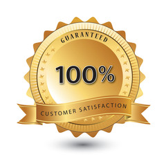 Vector 100% customer satisfaction guaranteed label or sign