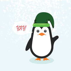 Snow falling on Penguin flat design