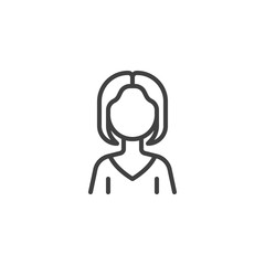 Faceless girl avatar line icon. Female user profile linear style sign for mobile concept and web design. Young woman person outline vector icon. People avatar symbol logo illustration. Vector graphics