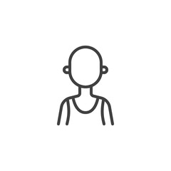Hairless man avatar line icon. Male user linear style sign for mobile concept and web design. Faceless bald man portrait outline vector icon. Symbol, logo illustration. Vector graphics