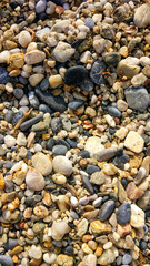 the texture of gravel with beautiful colors. ground pebble background. Beautiful background texture with sea pebbles.