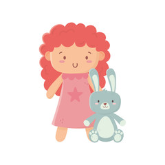 kids toy, cute little doll and rabbit toys
