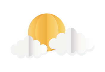 origami paper sun and clouds decoration