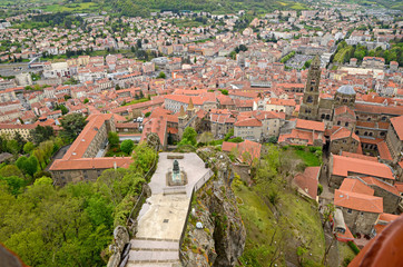 Fototapeta na wymiar Le Puy Cathedral sometimes referred to as the Cathedral of Our Lady of the Annunciation, is a Roman Catholic church located in Le Puy-en-Velay, Auvergne, France. The cathedral is a national monument.
